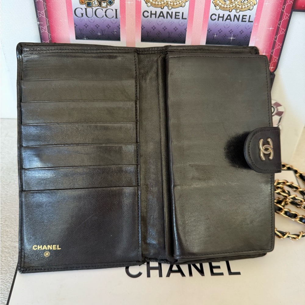 CHANEL Black Quilted Leather Bag with Gold Chain - Picture 7 of 16